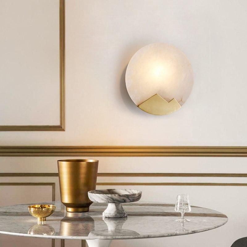 Modern LED Marble Wall Lamps Round Wall Sconces For Living Room Bedroom Bedside Wall Lights