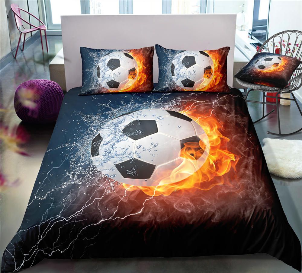 Football Printed King Size Bedding Set Flash Lightning 3d Duvet