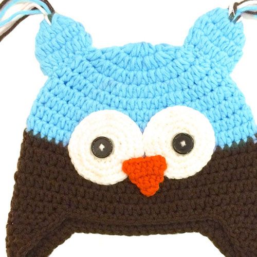 Baby Kids Boys Blue parrot owl newborn crochet Knit Warm Beanie Prop hat