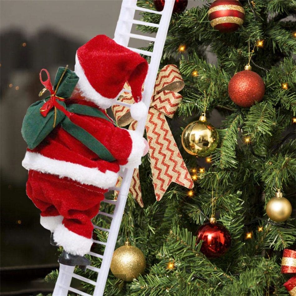 Ornamento di Peluche Appeso allalbero di Natale Decorazione della Parete della Porta di casa Giocattolo Bambola di Peluche per la Festa di Natale ZZSNT Scala da Arrampicata elettrica Babbo Natale