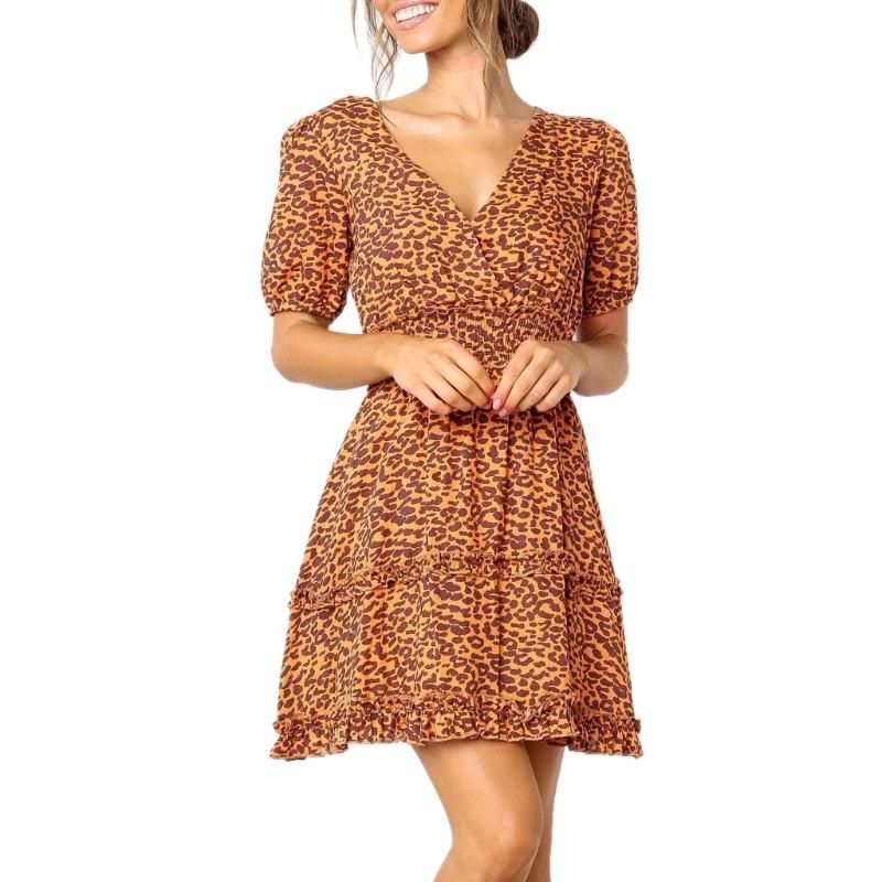 knee length leopard print dress