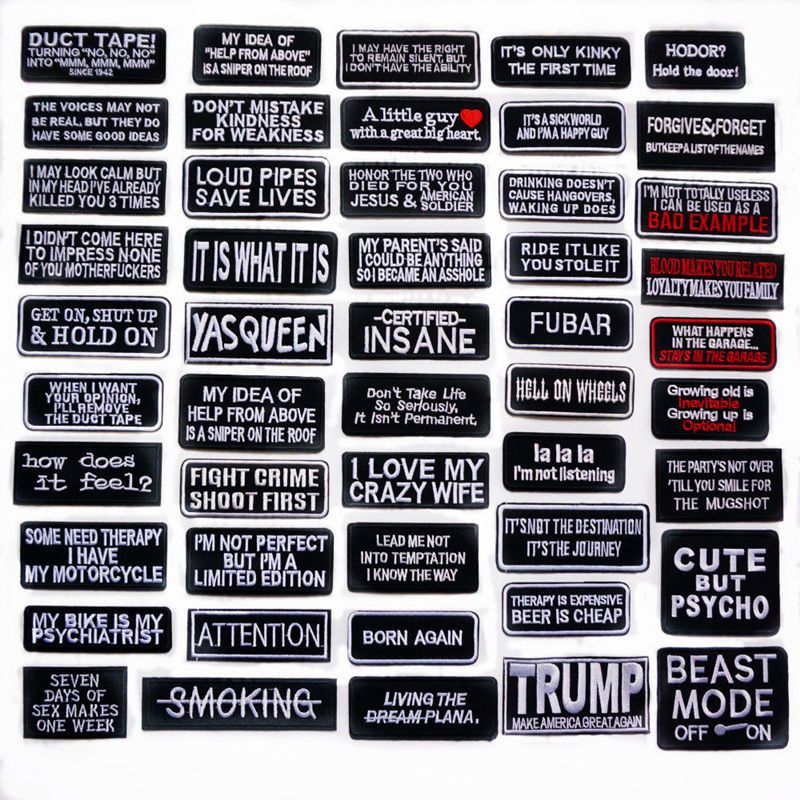 DIY Words Slogan Embroidered Sew Iron On Badge Patches Clothing Fabric Applique DIY Words Slogan Embroidered Sew Iron On Badge Patches Clothing Fabric Applique