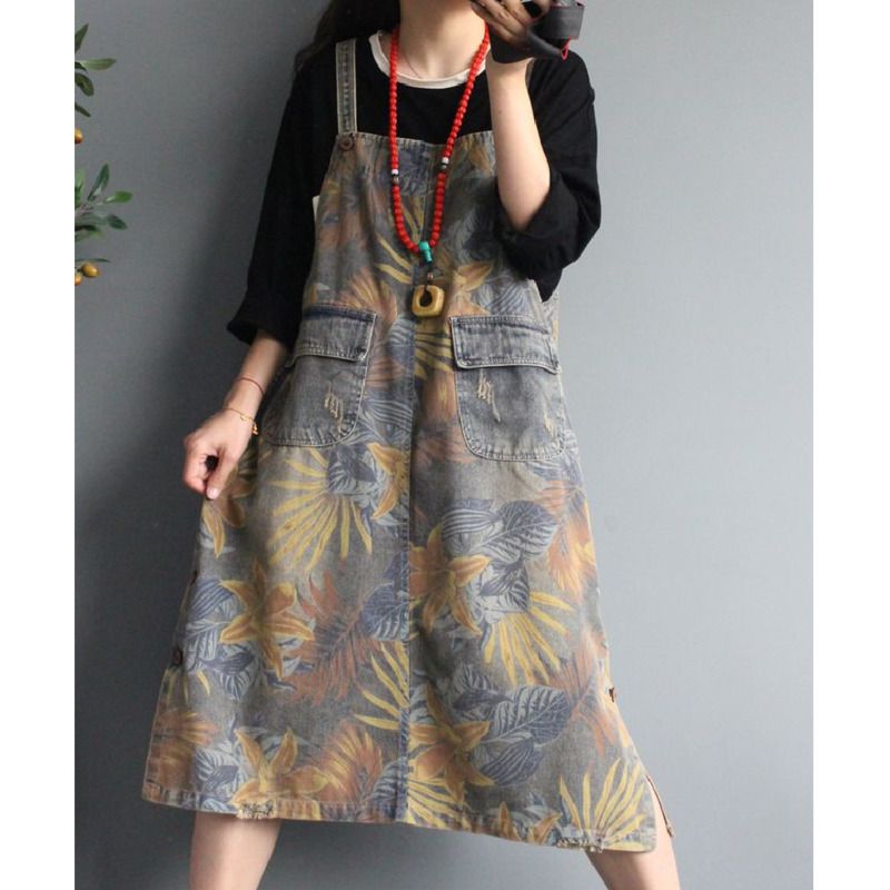 denim suspender dress