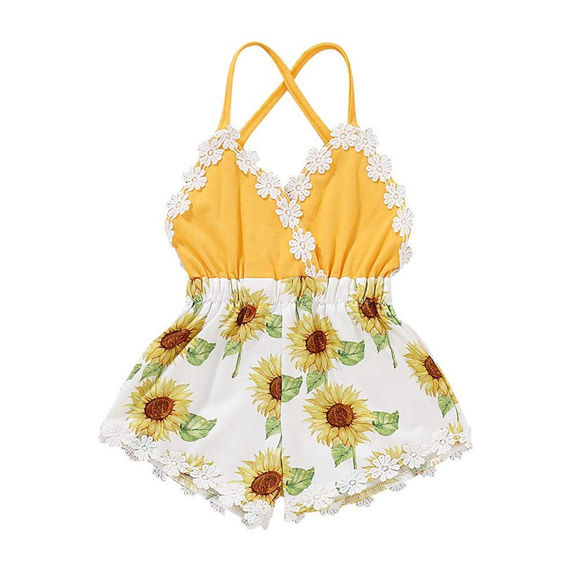 Lovely Newborn Baby Girls Sunflower Romper Bodysuit Jumpsuit Outfit Set Clothes