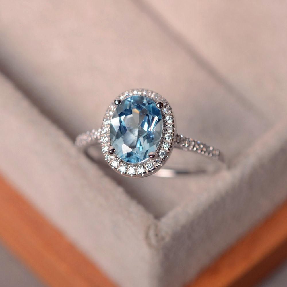 2021 Luxury Female Natural Aquamarine Stone Ring 100% Real 925 Sterling  Silver Wedding Rings For Women Promise Oval Engagement Ring From Uwantbuy,  $32.31 | DHgate.Com
