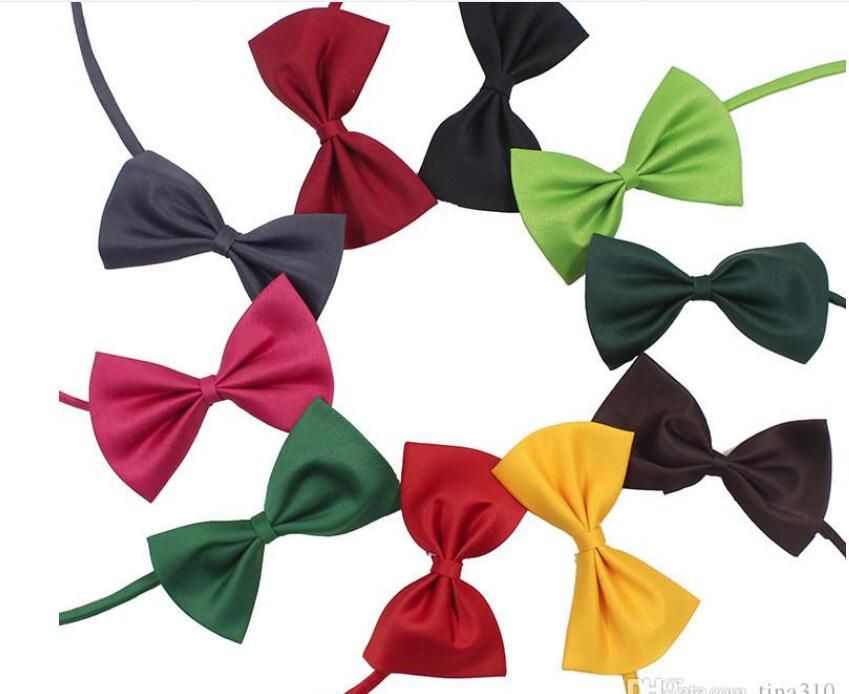 19 colors Pet tie Dog tie collar flower accessories decoration Supplies Pure color bowknot necktie