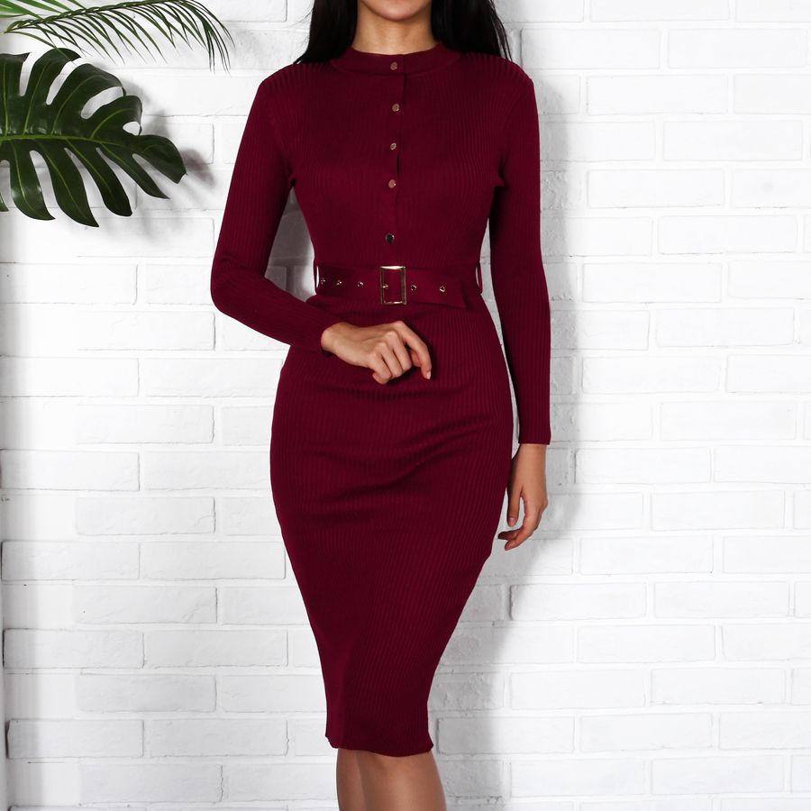 red midi sweater dress