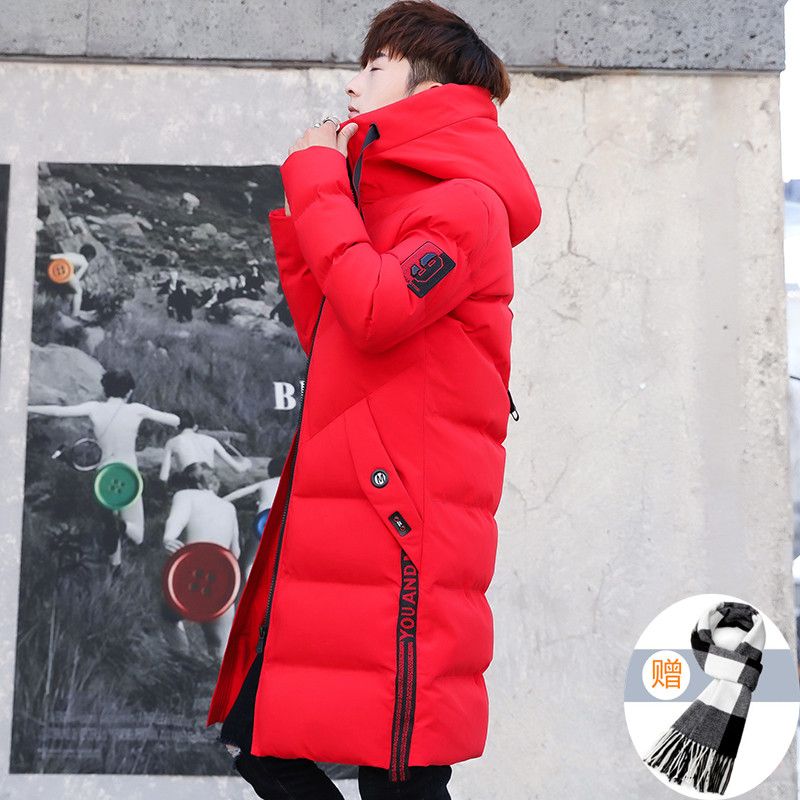 Puffy Mens Down Jacket Long Red Plus 