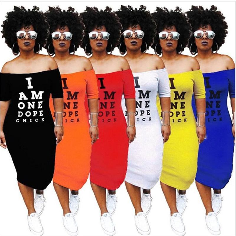 Women Letter Long Dress I Am One Dope 