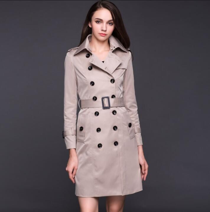 Moda damas gabardina para mujeres abrigos cruzados para mujer casaco feminino medio largo abrigo mujer