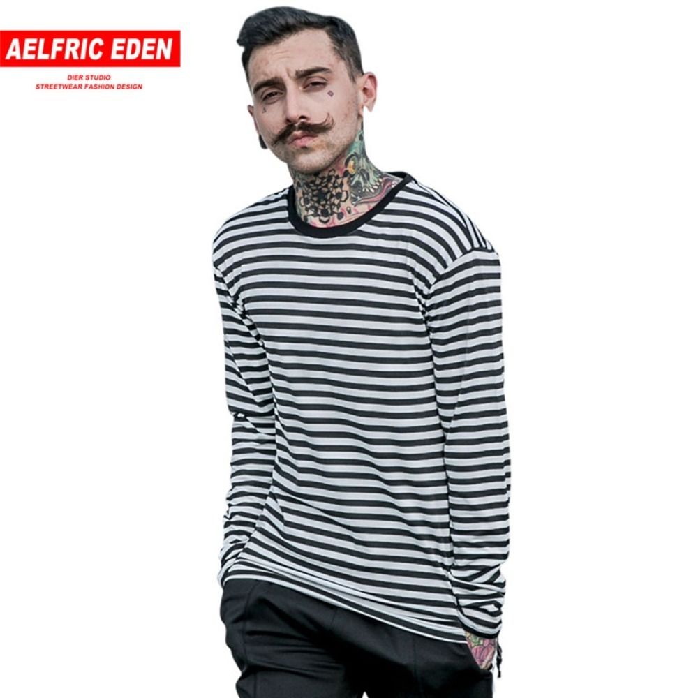 Korea Style Spring New Casual Mens Striped Long Sleeve T Shirt