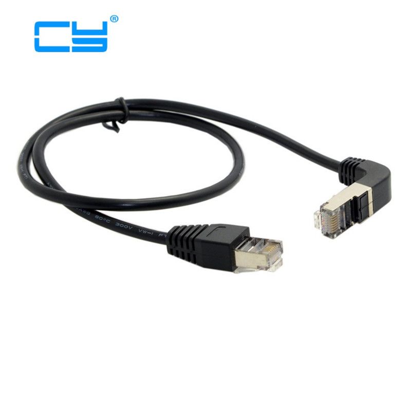 CAT5e FTP Patch Cord 90 Degree Down to 90 Degree Up Black-6ft.