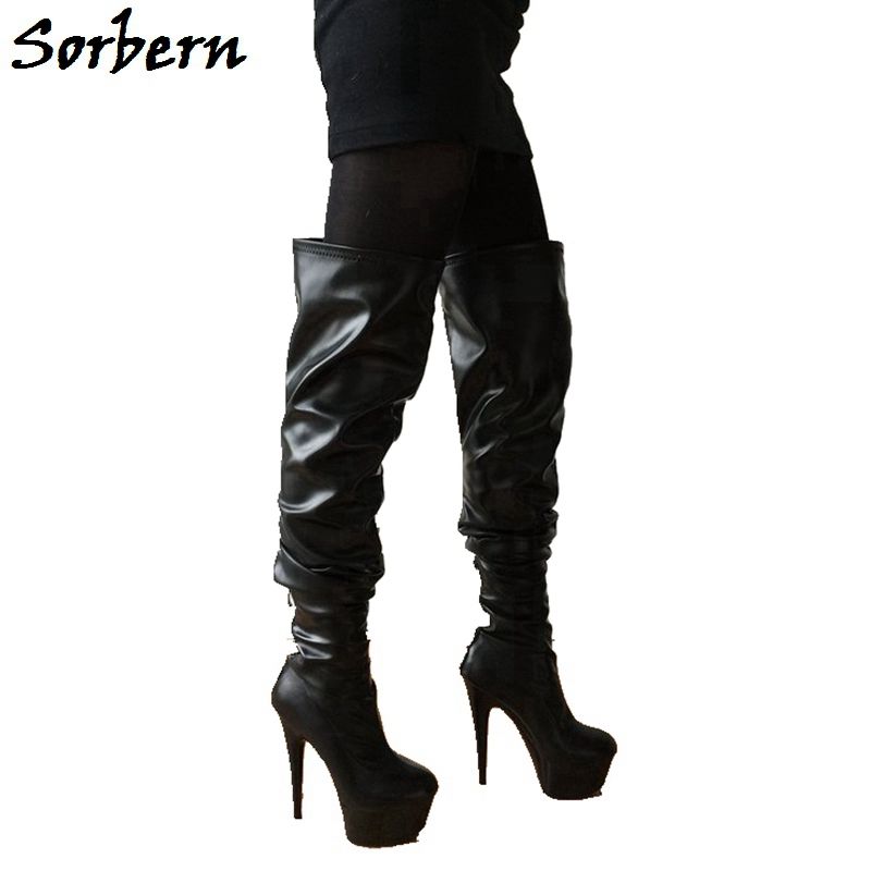 plus size thigh high heel boots