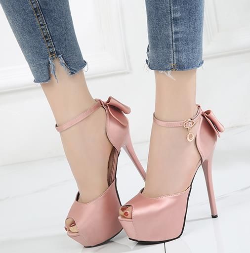 pink satin heels