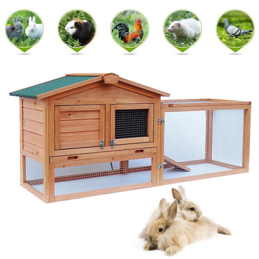 Danxee Rabbit Hutch Chicken Coop Rabbit Bunny Cage Wood Small Animals House for Outdoor Garden Backyard Use