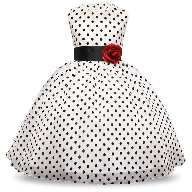 Vestido de lunares para niña para niñas Vestidos de fiesta de bodas de flores niños Princesa Vestido de lunares para niña para niñas Vestidos de fiesta de bodas de flores niños Princesa