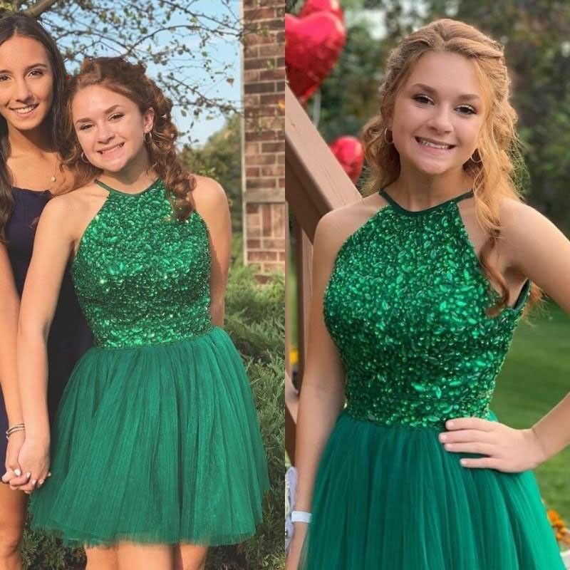 short halter homecoming dress