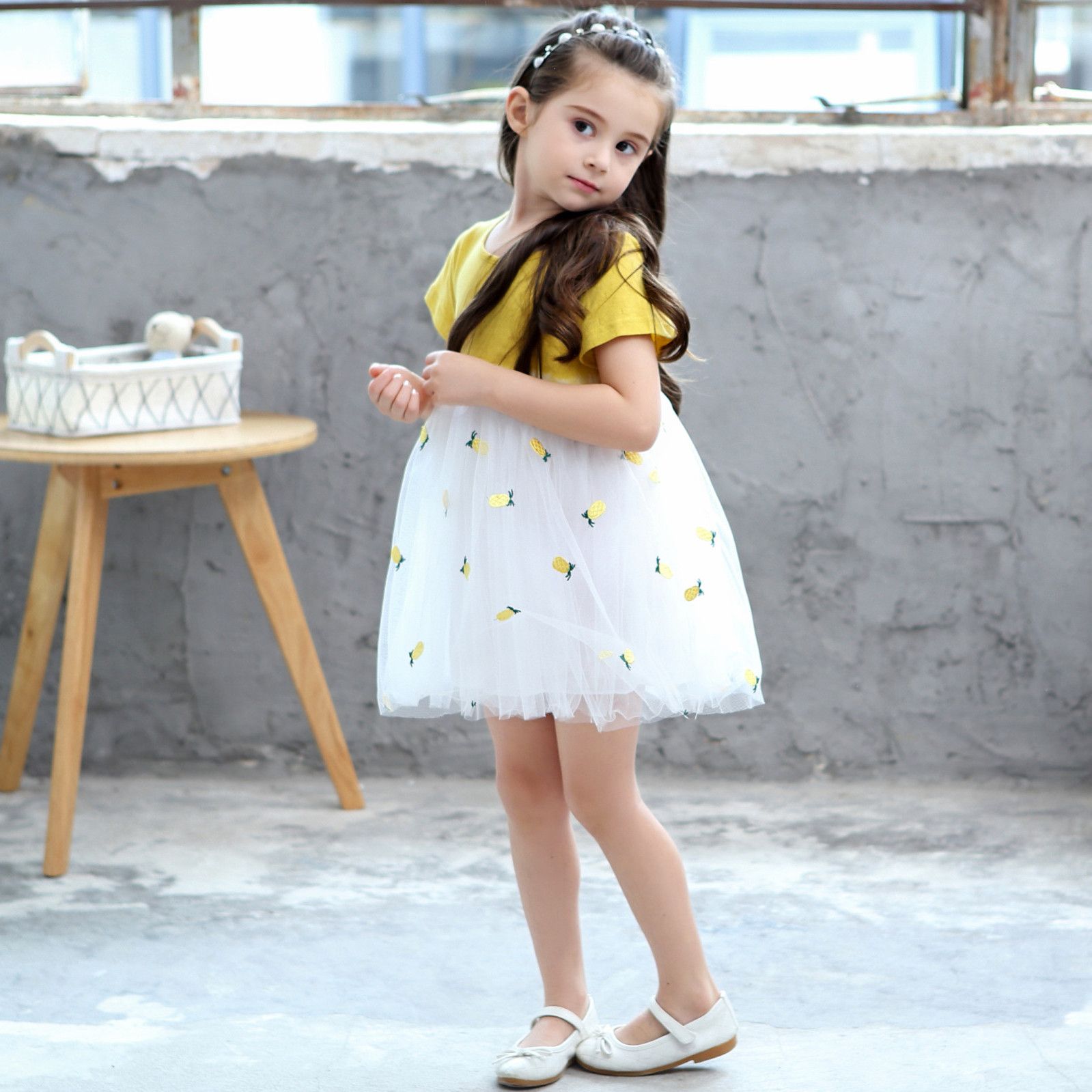 Acquistare Vestito Da Bambina Principessa Abito In Tulle Bambina Con Gonna  A Palloncino Ricamata Allananas A Manica Corta, Un Pezzo Economico |  Consegna Veloce E Qualità | DHgate Italy