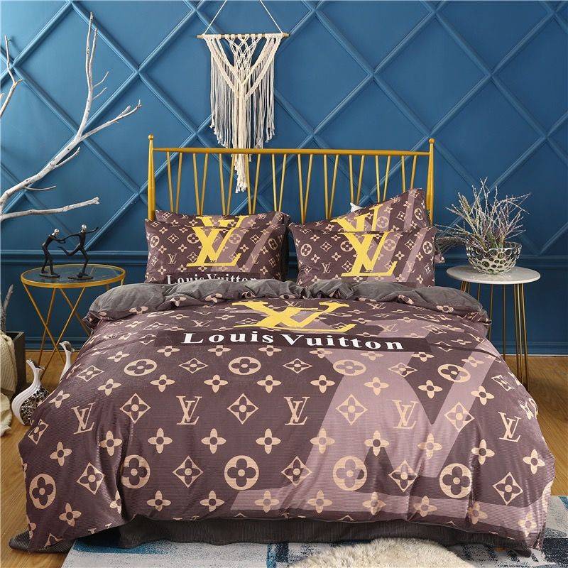 2020 2019 New Corduroy Duvet Cover Brown L Letter Print Luxury