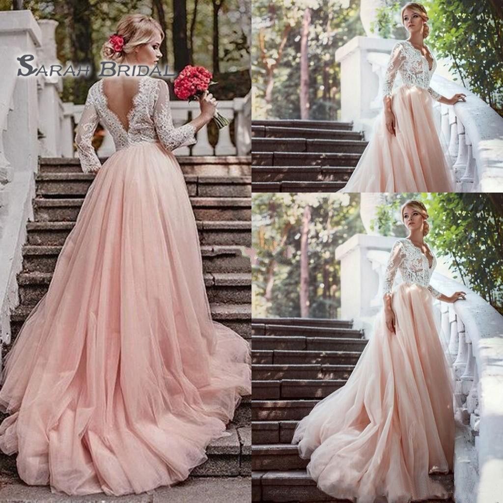 sexy pink wedding dress