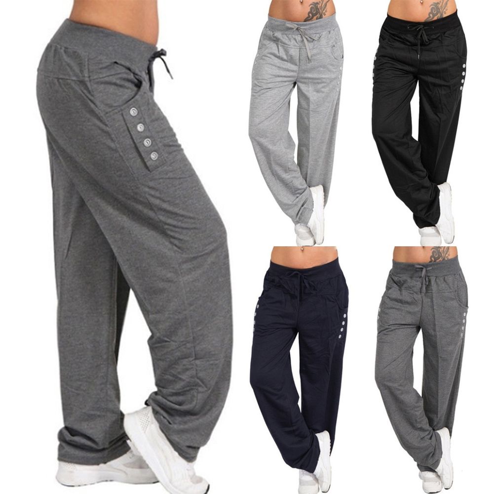 Compra Pantalones Casuales Suelta Deporte Harem Mujeres Pantalón De  Entrenamiento De La Pierna Ancha De Talle Alto De Encaje Con La Espalda  Recta Tamaño Joggers Pantalones Pantalon Femme Plus Barato | Entrega
