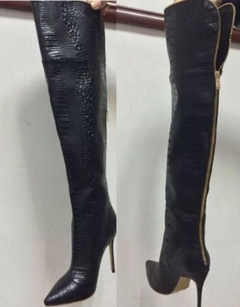 crocodile knee high boots
