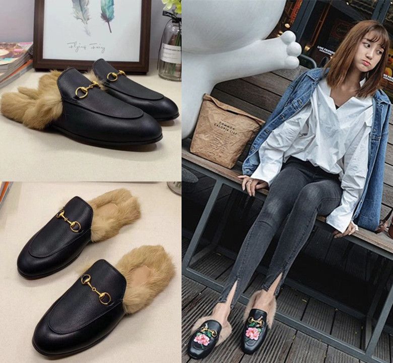 princetown leather slipper fur