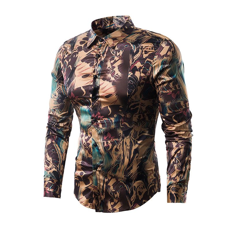 Vintage Print Men Blouse Classic 