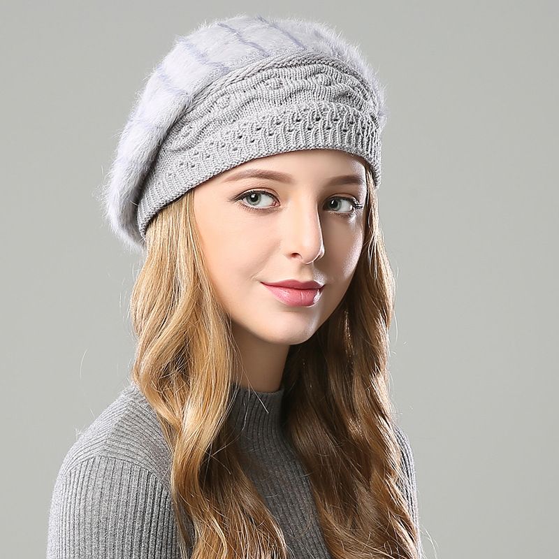 Sombrero de boina de lana de invierno 9 colores mujer, además de terciopelo doble artesanía moda cálida, de jacquard