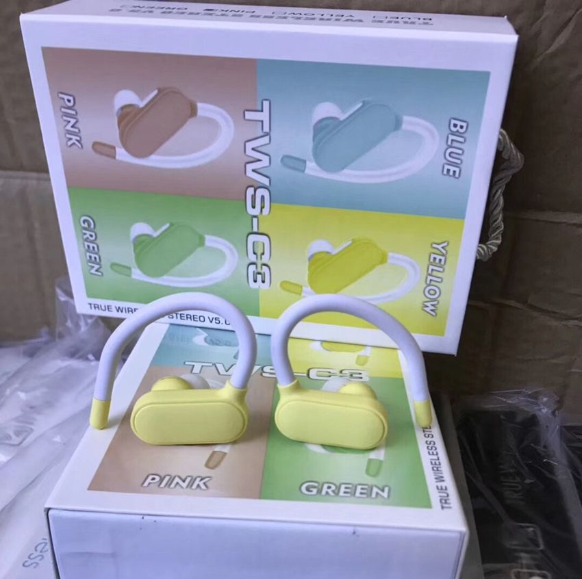 satin al yeni tws c3 kablosuz bluetooth 5 0 kulaklik macaron tatli renkli kulakici kulak kancasi hi fi stereo kulaklik spor kosu is kulaklik tl54 83