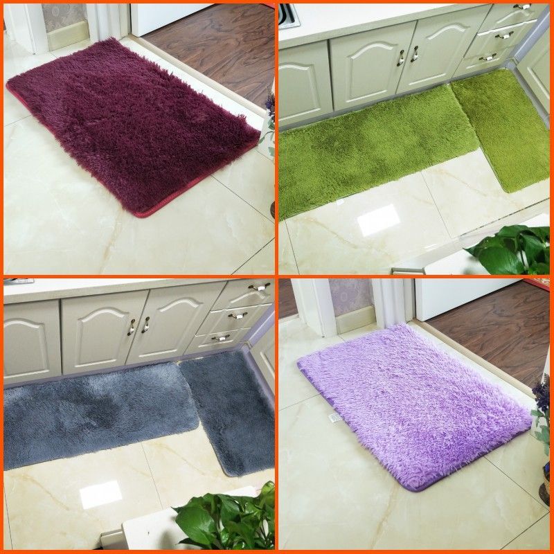 Super Soft Silk Artificial Wool Kitchen Rug Sets Carpet Indoor