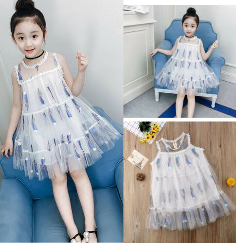 Toddler Embroidery Feather Girl Tutu Dress Gypsy Tulle Pageant Dress Clothes