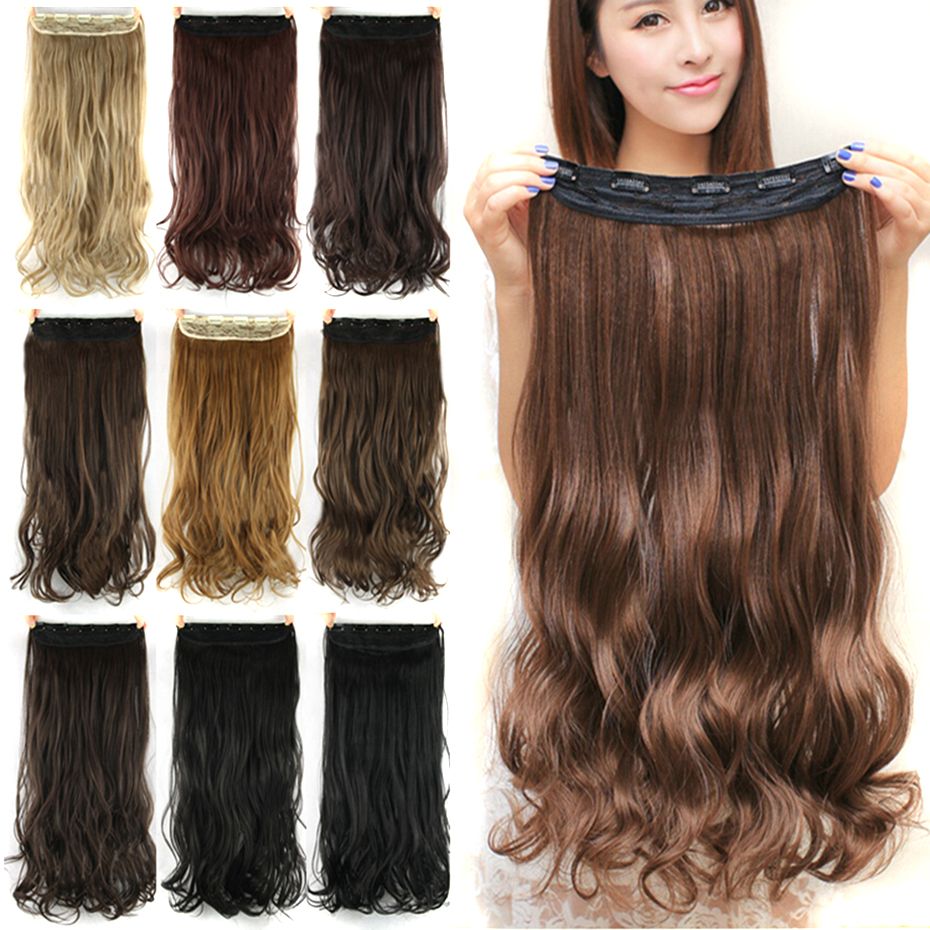 60cm Long Synthetic Hair Clip In Hair Extension Heat Resistant