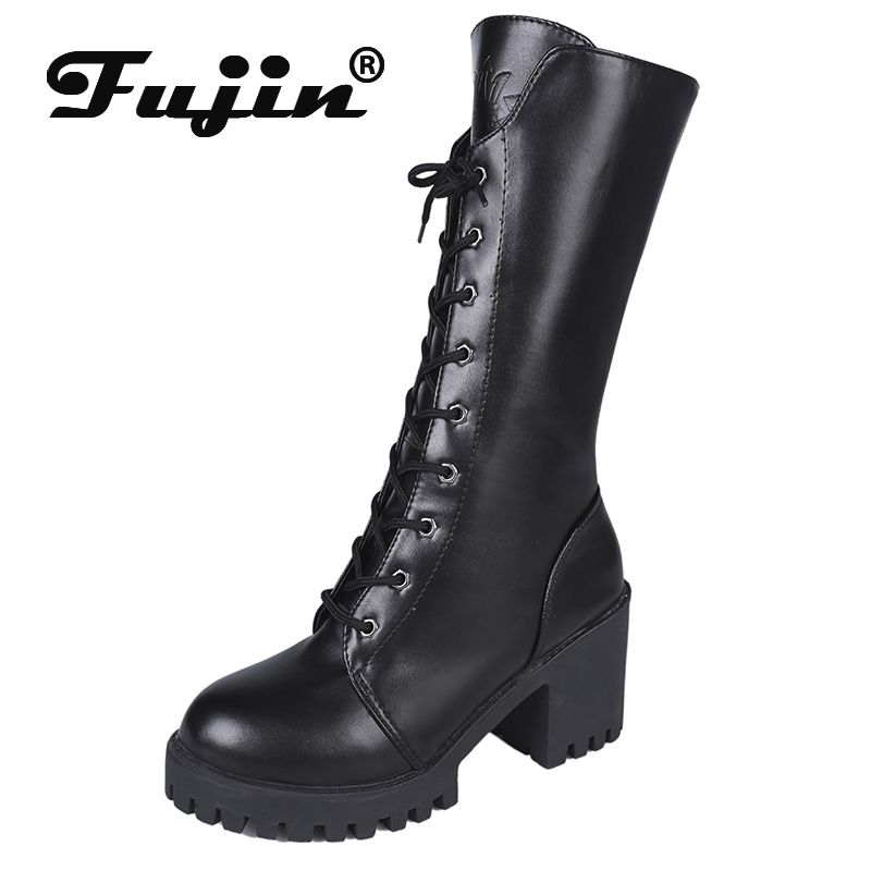 Fujin Motorcycle Boots Women Platform Boots Black High Quality
