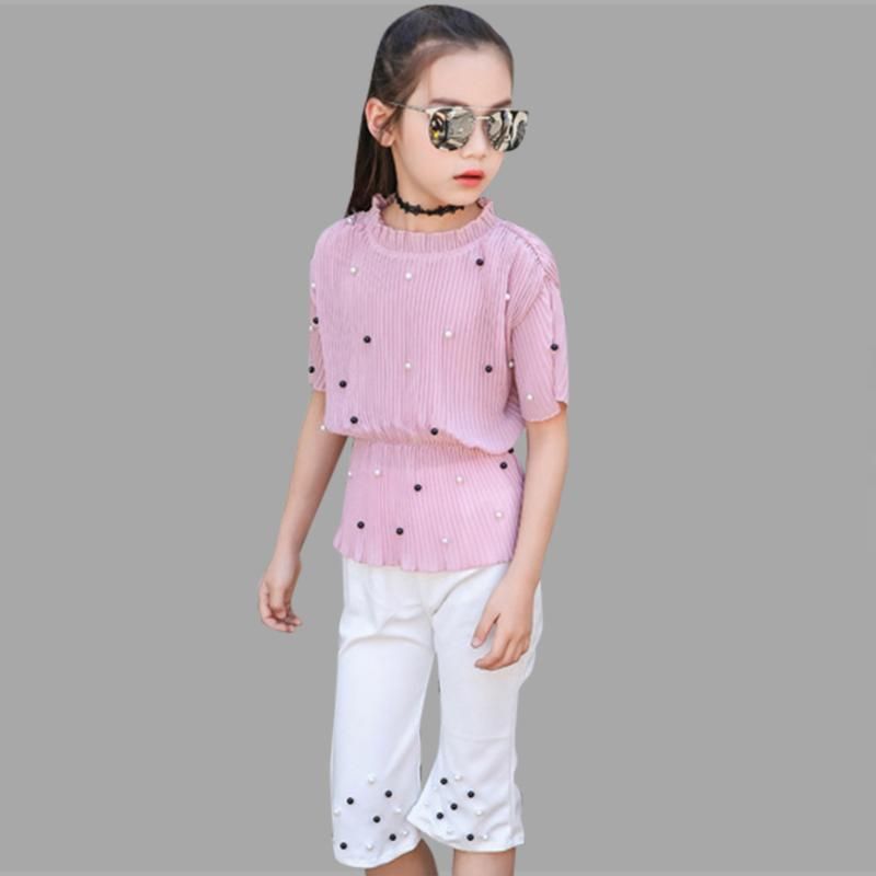2020 Kids Summer Clothes For Girls Chiffon Top Pants Casual