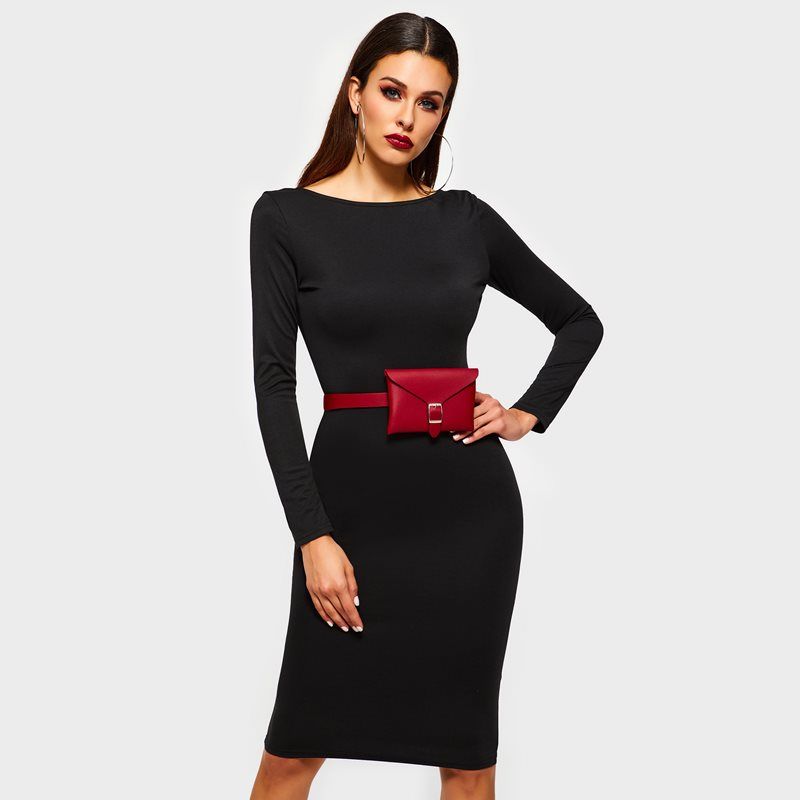 plain black pencil dress