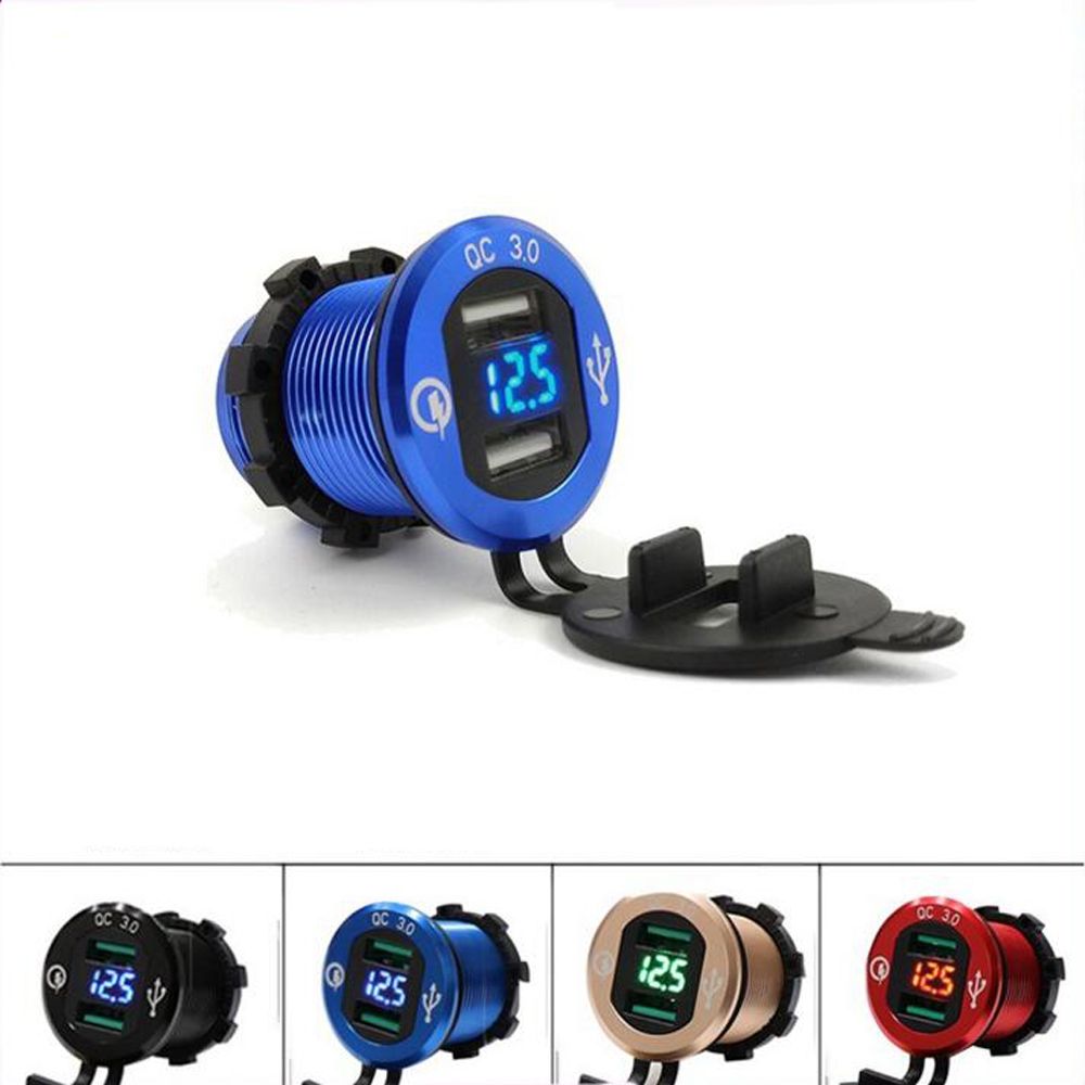 Cargador 3 En 1 Para Coche 3.0 Usb Con Voltímetro Digital Am Cargador 3 En 1 Para Coche 3.0 Usb Con Voltímetro Digital Am