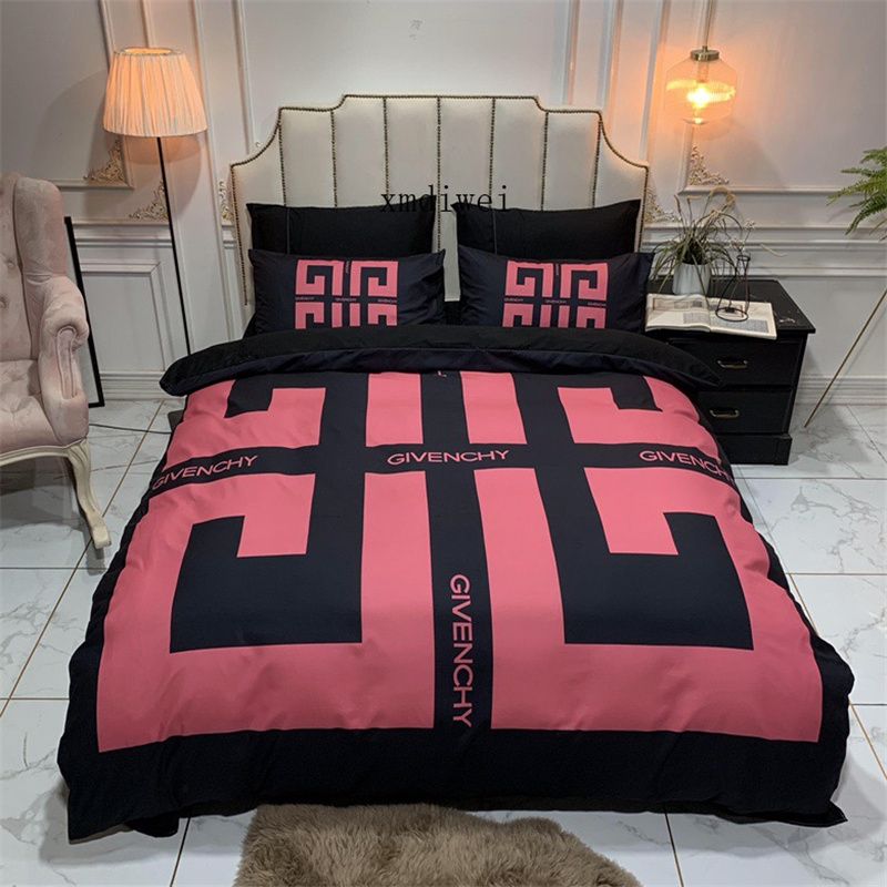 Black Letter Print Bedding Sets Case Fashion Luxury Simple Duvet