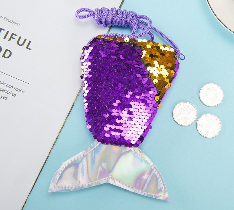 Cola De Sirena Monedero Cola Sirena Lentejuelas - 6 Unidades Niñas 3-7 Años Mochila Sirena Niña