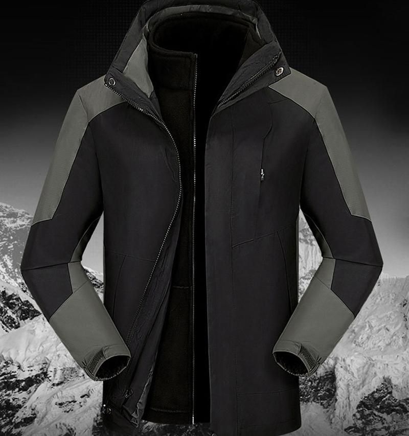 2020 Mens Thick Fleece Winter Coat Hooded Outdoor Solid Jacket