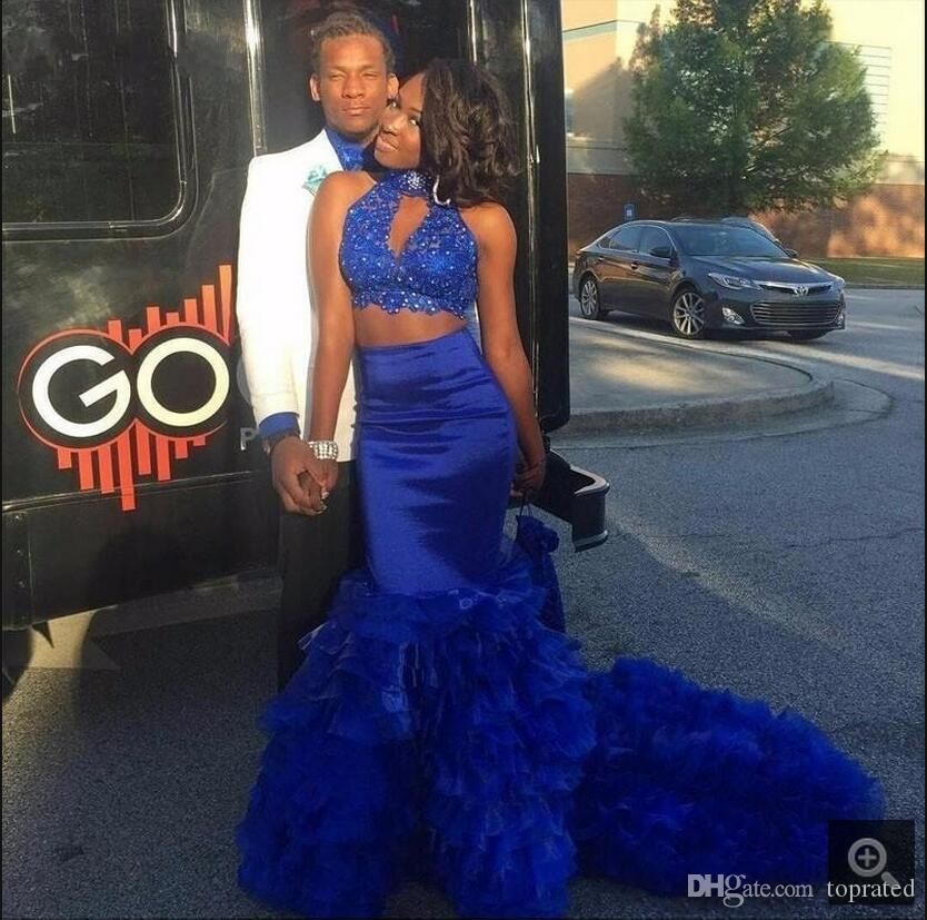 Royal Blue Sexy Two Piece Prom Dresses 