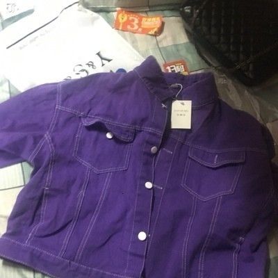 Oversize Denim Jacket Women Casual Candy Color Purple BF Style Loose Outwear Tops Oversize Denim Jacket Women Casual Candy Color Purple BF Style Loose Outwear Tops