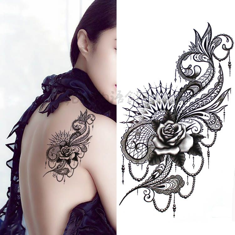 Grosshandel Schwarz Grosse Blume Body Art Wasserdicht Temporare Sexy Tattoos Handzeichnung Rose Fur Frau Flash Tattoo Aufkleber 10 20 Cm Von Funnail 1 18 Auf De Dhgate Com Dhgate