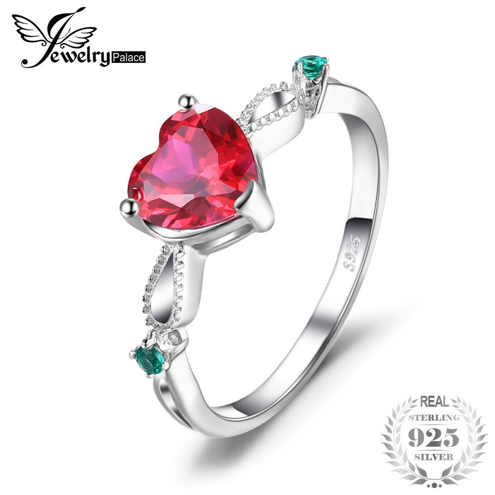 2020 Jewelrypalace Fashion 1 7ct Created Ruby 3 Stone Ring Real