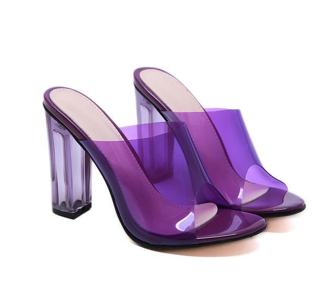 purple chunky heels