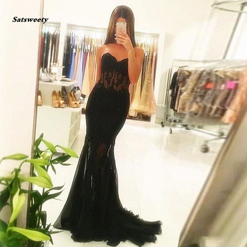 Elegant Black Lace See Through Corset 