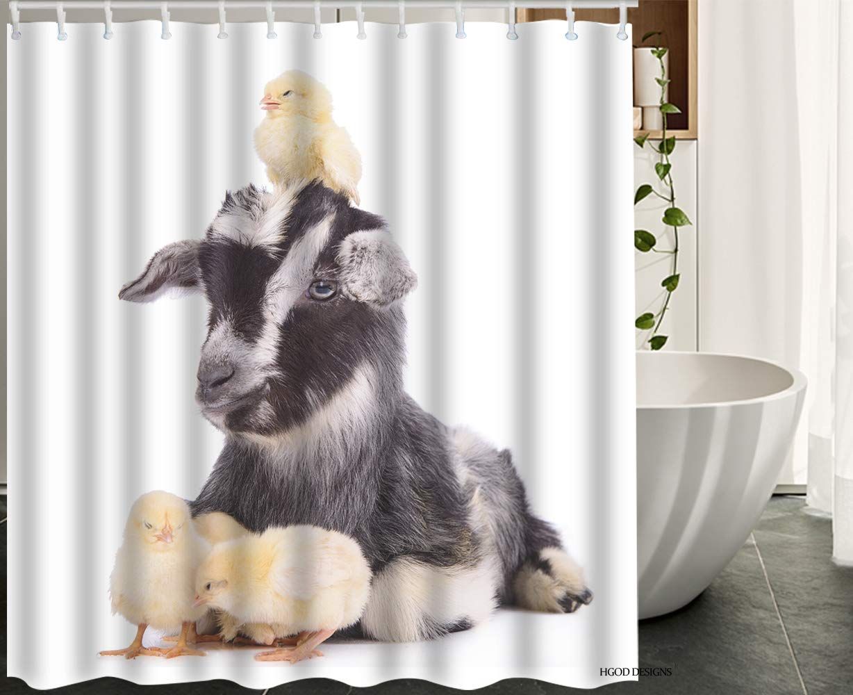 Farm Plants Cute Animals Fabric Shower Curtain Set w// Hooks Bathroom Rug New