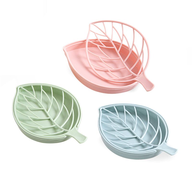 Leaf Shape Soap Tray Holder Nonslip Toilet Shower Draining Rack Bathroom Gadget