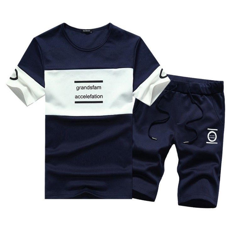 Compra Conjunto De Ropa De Verano Para Hombres Adolescentes Moda Casual  Camiseta Masculina + Pantalones Cortos Conjuntos De Ropa Chándales Con  Cuello En O Color Azul Marino Gris Negro Barato | Entrega