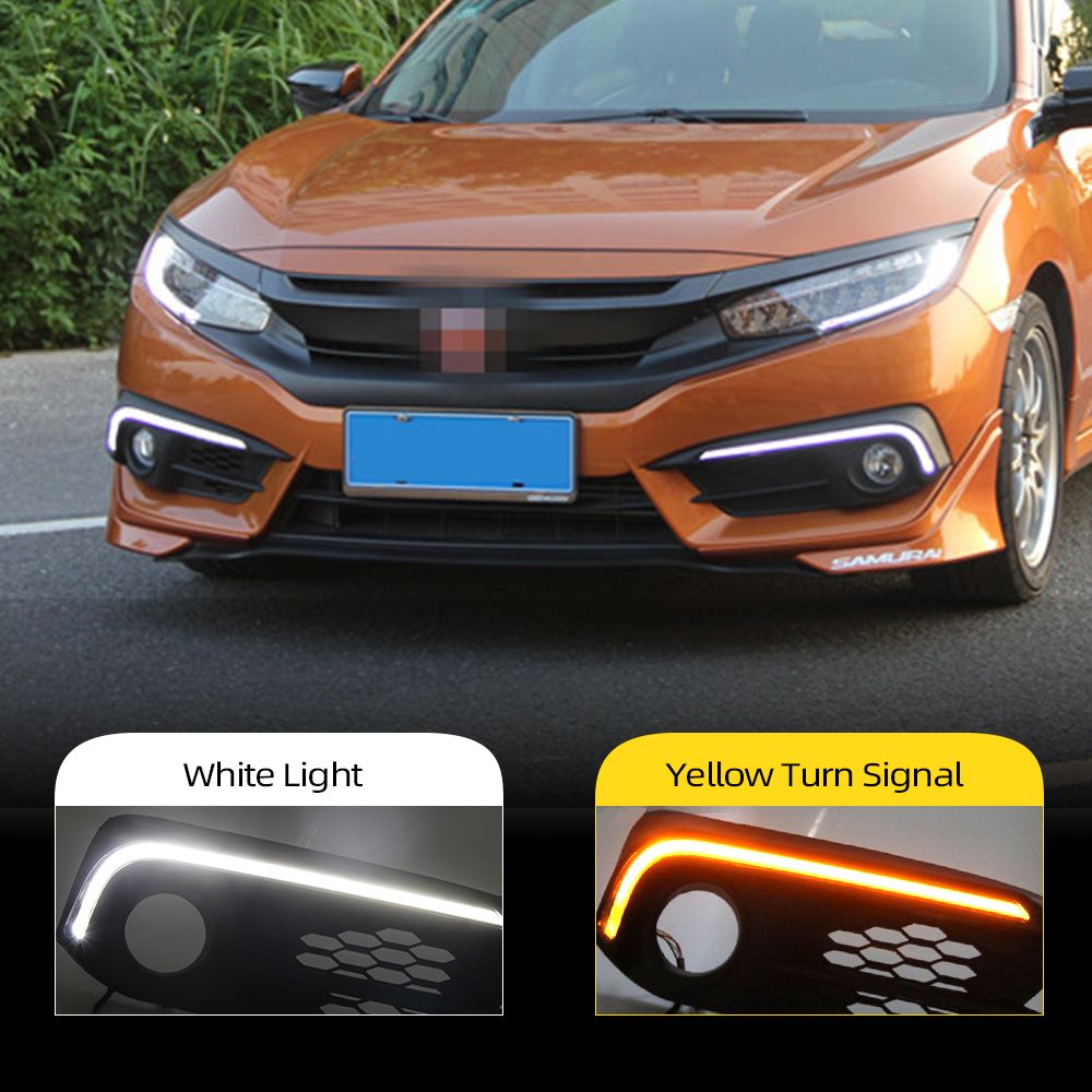 For Honda Civic 10th 2016 2017 2018 Turning Signal Style 12V Car LED DRL Daytime Running Lights